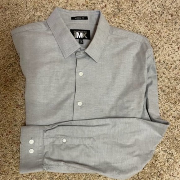EXPRESS 1MX Modern Fit Gray Button down – XL 17/17.5 - Picture 1 of 3